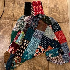 Boho pants with patch work medium